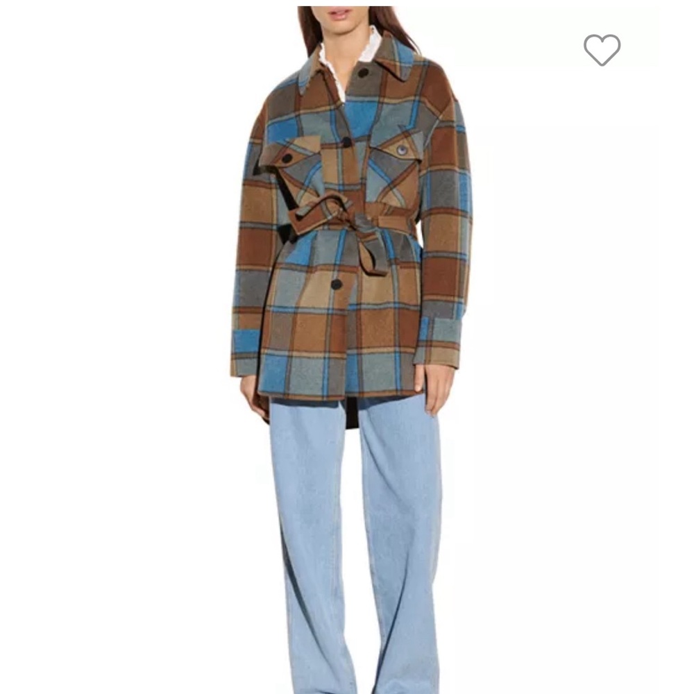 Sandro checked jacket with belt size 34